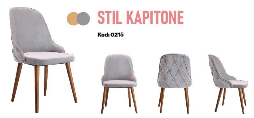 Stil Kapitone Ahşap Ayaklı Sandalye