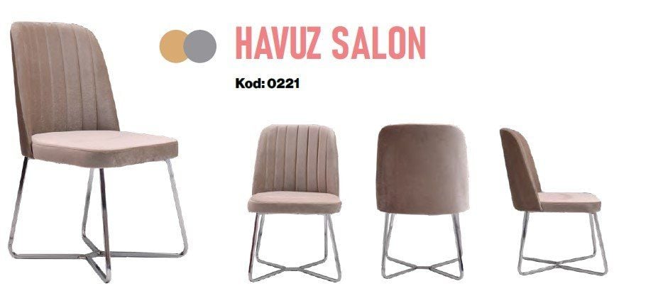 Havuz Salon Pudra Demir Ayaklı Sandalye