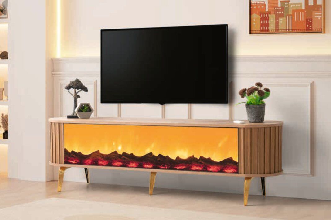 Bera Atlantik Çam Şömineli Nehir TV Sehpası