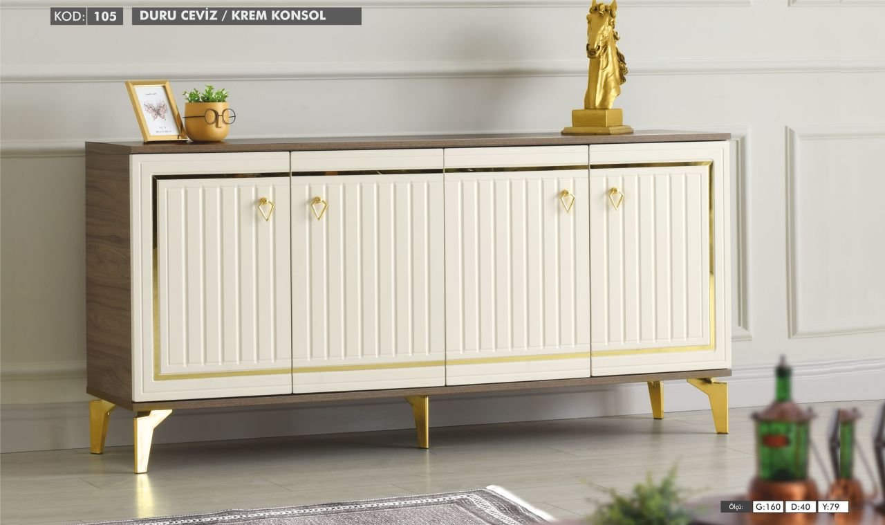 Duru Gold Detaylı Ceviz-Beyaz Konsol