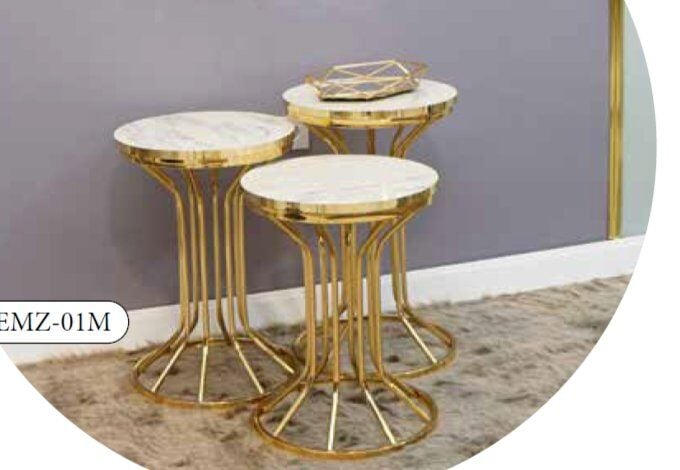Mim Beyaz Desenli - Gold Sembol Zigon Sehpa