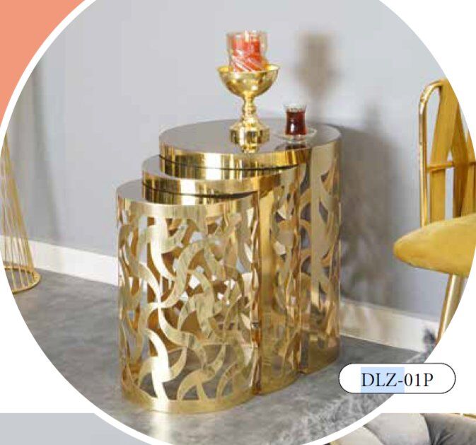 Mim Gold Lazer Kesim Zigon Sehpa