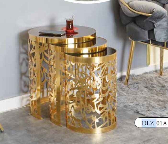 Mim Bronz - Gold Lazer Kesim Zigon Sehpa