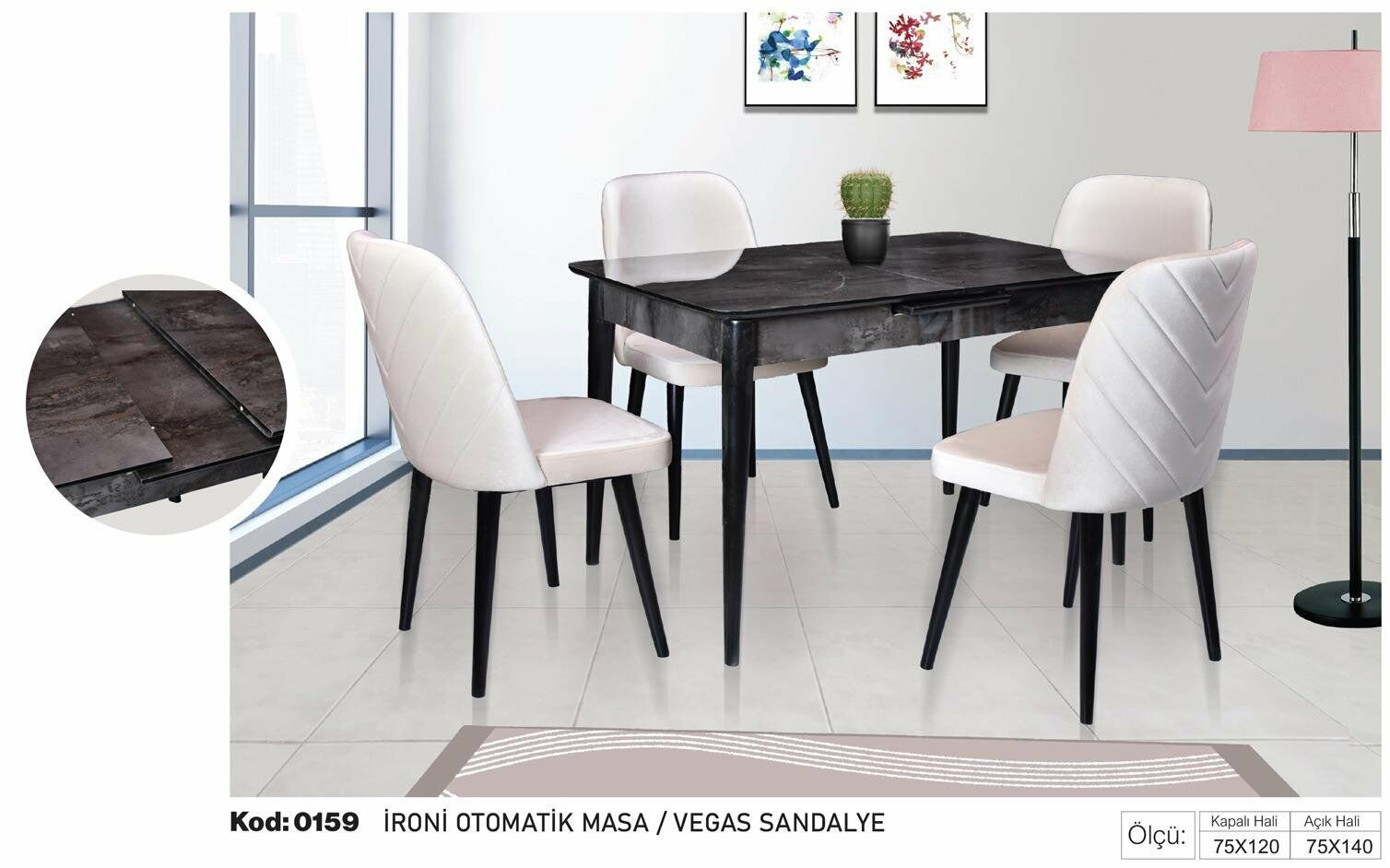 İroni Otomatik Masa Vegas Sandalye