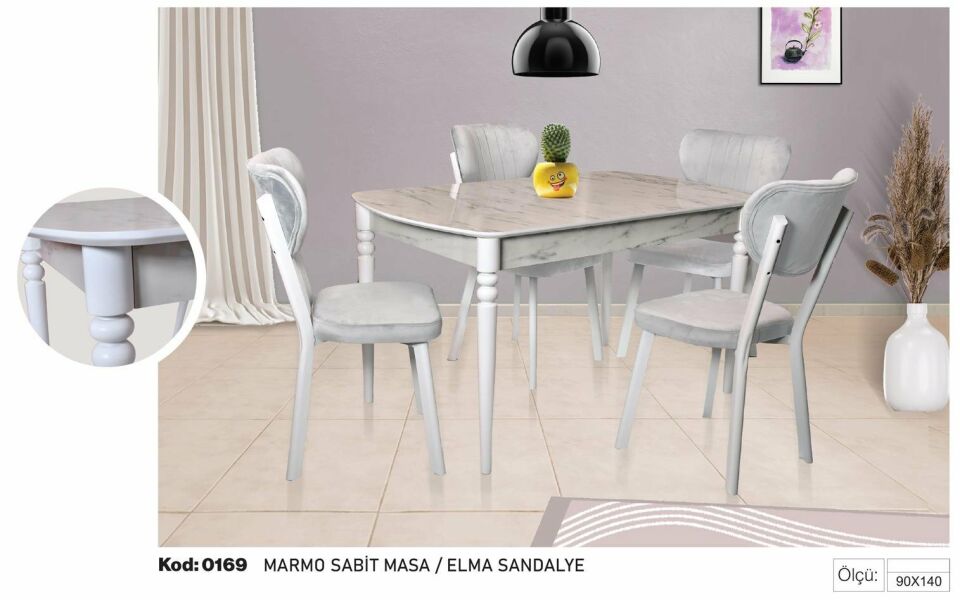 Marmo Sabit Masa Elma Sandalye