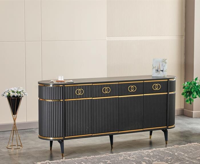 Sinem Siyah Oval Konsol