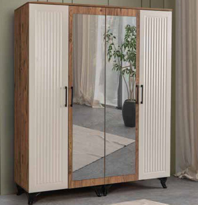 KDL İnci Aynalı 4 Kapılı Dolap