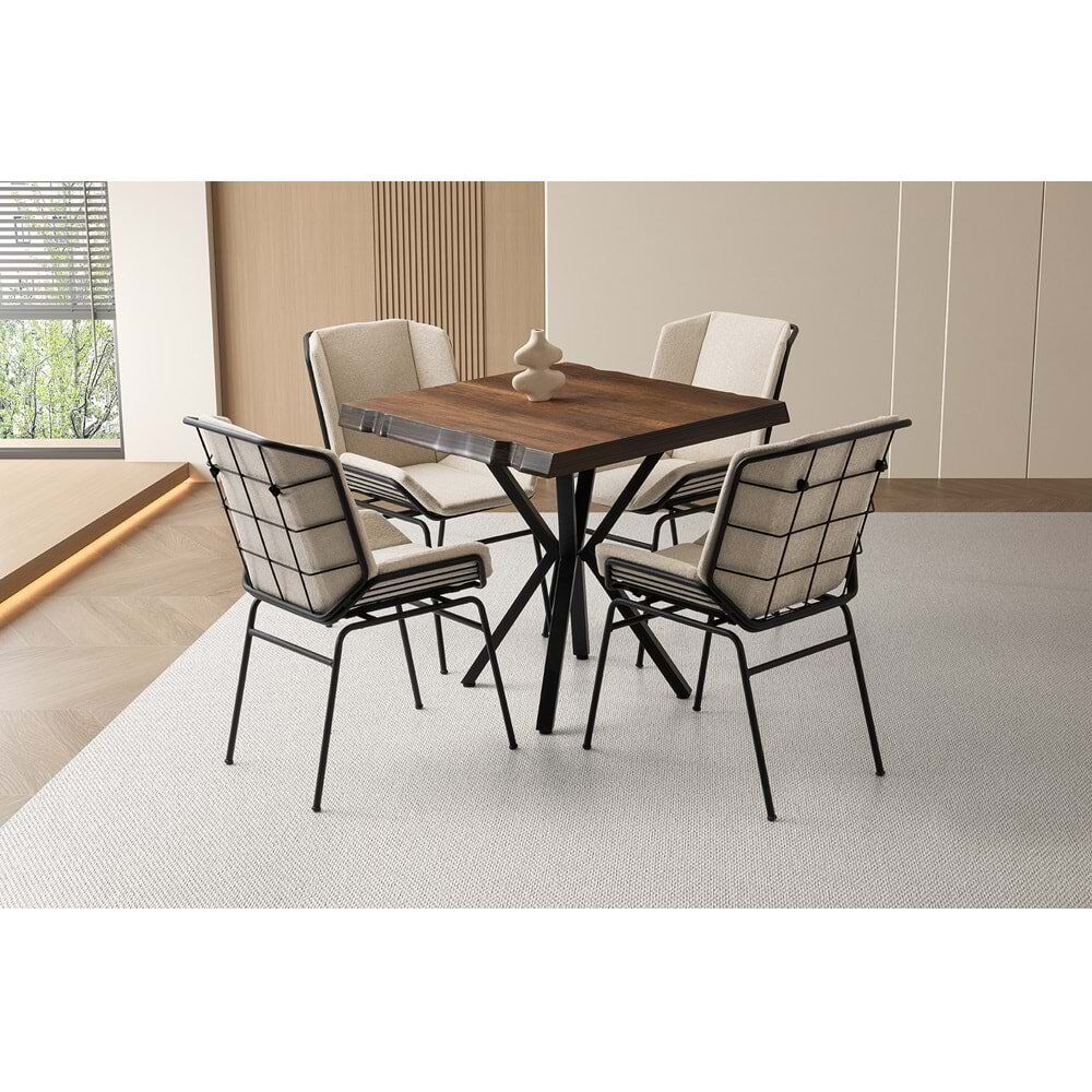 Mobilgen (Sadece Masa) Barok Ceviz Çiçek Ayak 80*80 Kütük Masa