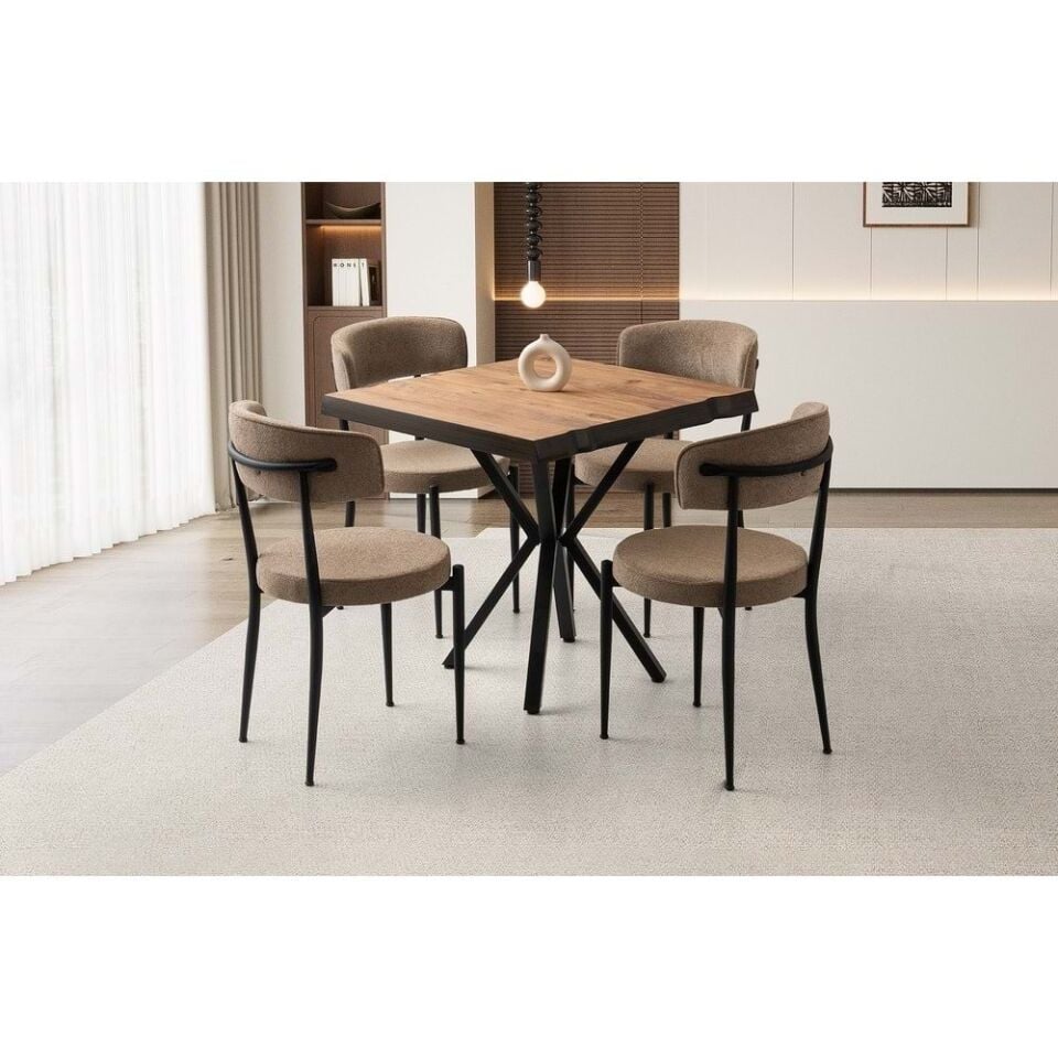 Mobilgen (Sadece Masa) Diş Budak Çiçek Ayak 80*80 Kütük Masa