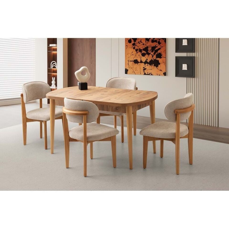 Mobilgen 6 Adet Nergis Sandalye 140+35 Kelebek Masa Kaşıklık Açılabilir Masa Takımı