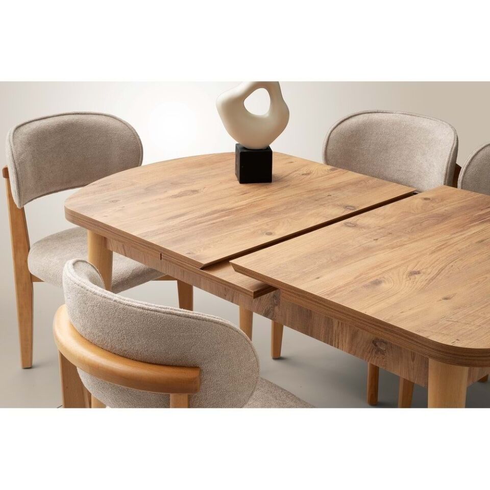 Mobilgen 6 Adet Nergis Sandalye 140+35 Kelebek Masa Kaşıklık Açılabilir Masa Takımı