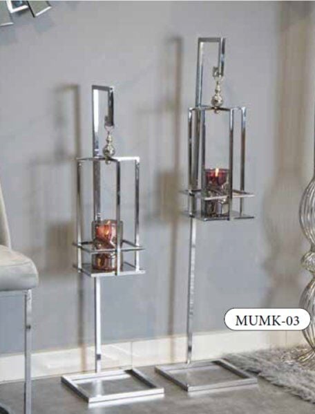 Mim Gümüş Köşeli Kare Mumluk