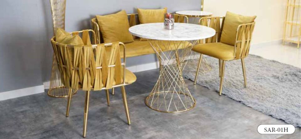 MİM Gold - Sarı Kemerli Sarmaşık Çay Seti