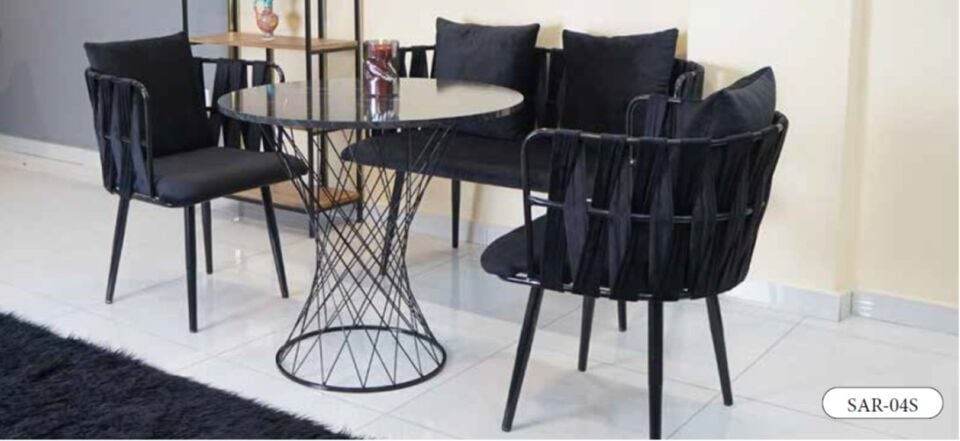 MİM Siyah Kemerli Sarmaşık Çay Seti