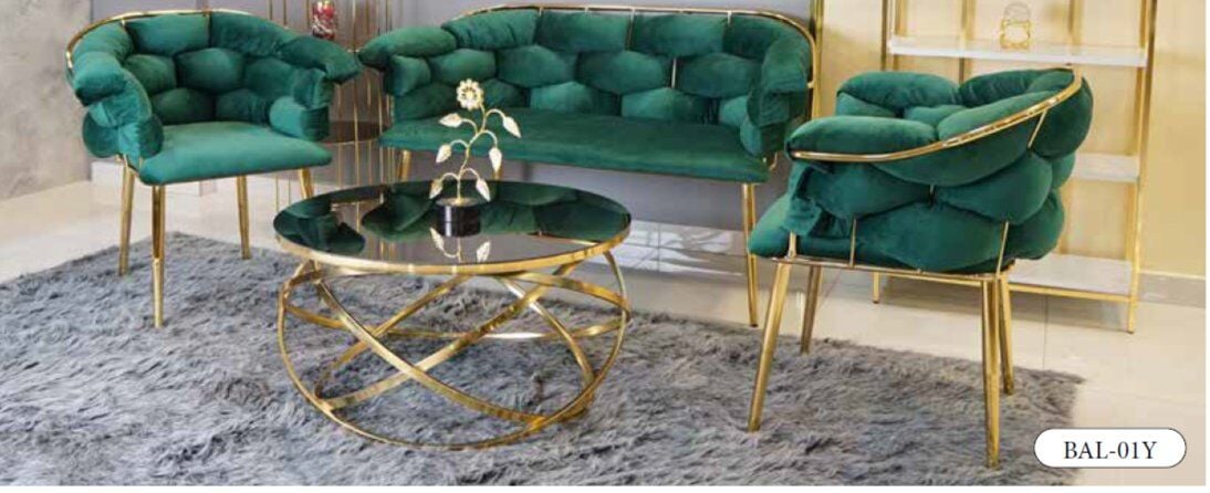 MİM Yeşil - Gold Balon Çay Seti