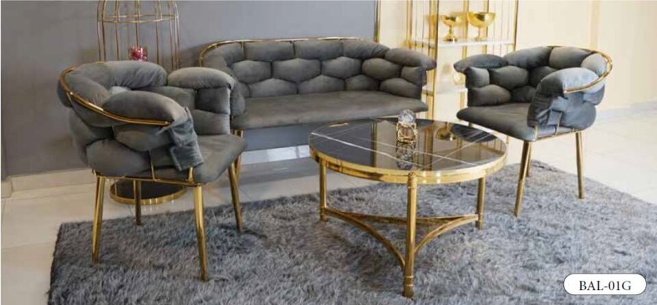 MİM Gri - Gold Balon Çay Seti