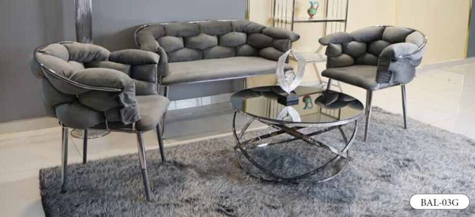 MİM Gri - Gümüş Balon Çay Seti