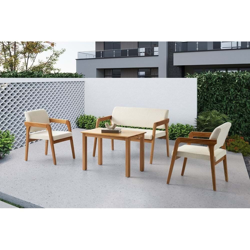 Naturel 2 Adet Eliza Sandalye - Eliza İkili Bench - Eliza Sehpa Eliza Çay seti