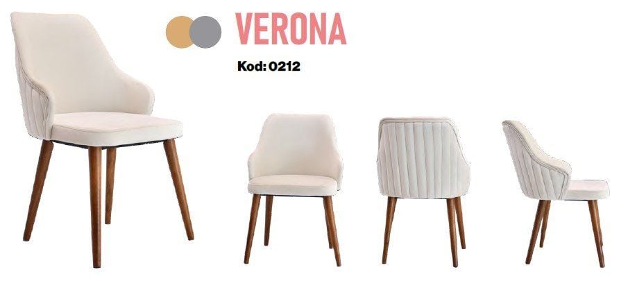 Verona Krem Ahşap Ayaklı Sandalye