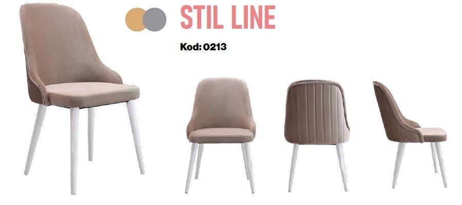 Stil Line Pudra Ahşap Ayaklı Sandalye