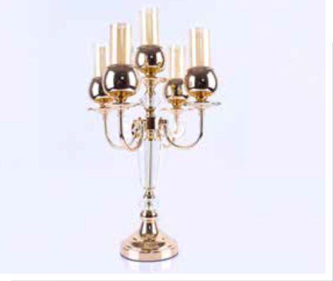 Mim Gold 5 Kollu Kristal Şamdan