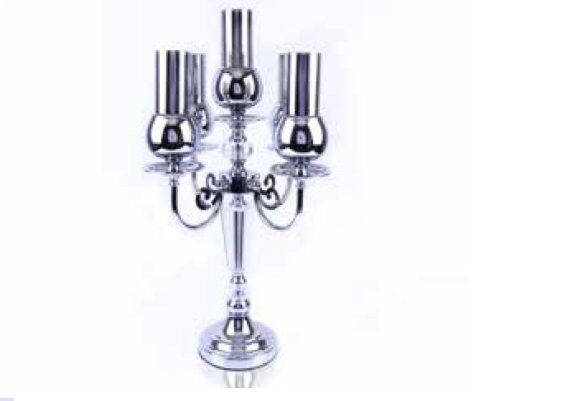 Mim Gümüş 5 Kollu Kristal Şamdan