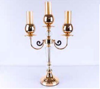 Mim Gold 3 Kollu Kristal Şamdan