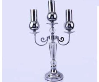 Mim Gümüş 3 Kollu Kristal Şamdan