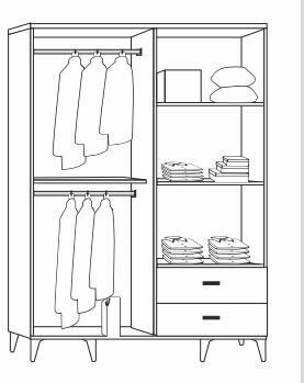 Zarif 2 Kapaklı Çam Dolap