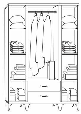 4 Kapılı Aynalı Beyaz Dolap