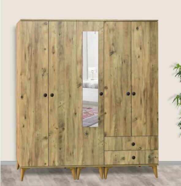 5 Kapılı Aynalı Çam Dolap