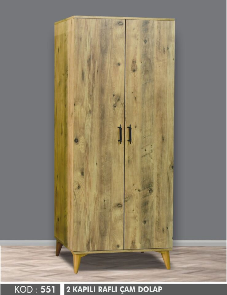 2 Kapılı Raflı Aynasız Çam Dolap
