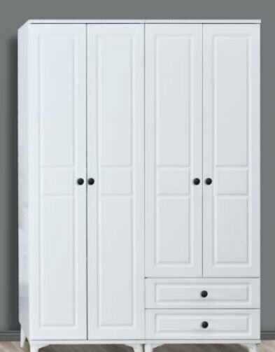 Harika 4 Kapılı Beyaz Raflı Aynasız Dolap