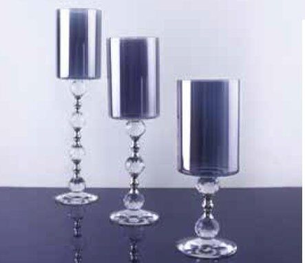 MİM Gümüş Cam Tabanlı Şamdan