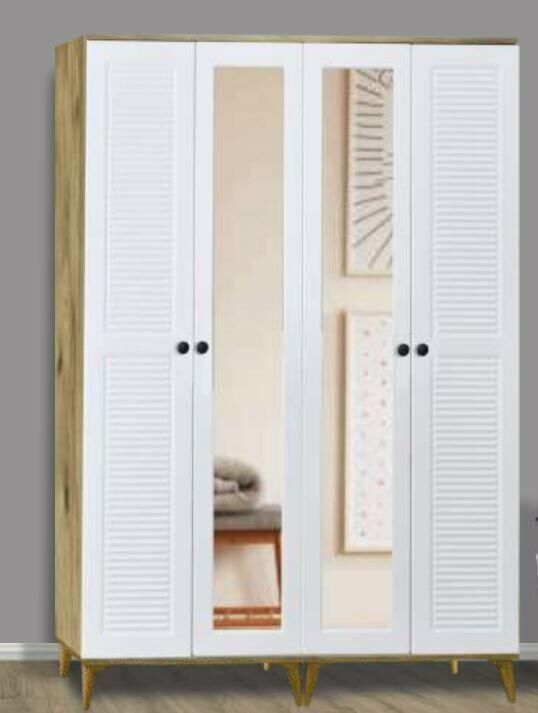 4 Kapılı Aynalı Panjurlu Çam Dolap