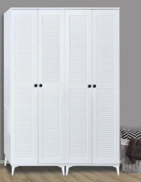 4 Kapılı Aynasız Panjurlu Beyaz Dolap