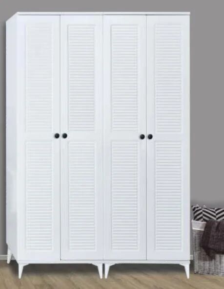 4 Kapılı Aynasız Panjurlu Beyaz Dolap