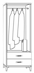 2 Kapılı Çekmeceli Aynasız Beyaz Dolap