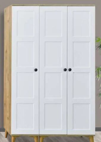 Kare 3 Kapılı Aynasız Beyaz Dolap