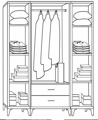 4 Kapılı Aynalı Uras Kare Çam Dolap
