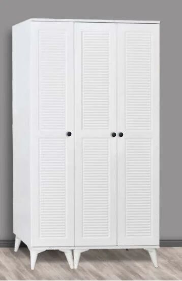 3 Kapılı Aynasız Panjurlu Beyaz Dolap