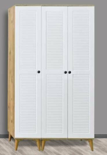 3 Kapılı Aynasız Panjurlu Beyaz Dolap