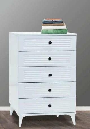 5 Çekmeceli Aynasız Beyaz Panjurlu Şifonyer