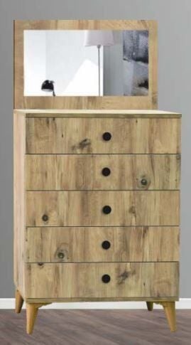 5 Çekmeceli Aynalı Çam Şifonyer