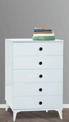 5 Çekmeceli Aynasız Beyaz Şifonyer