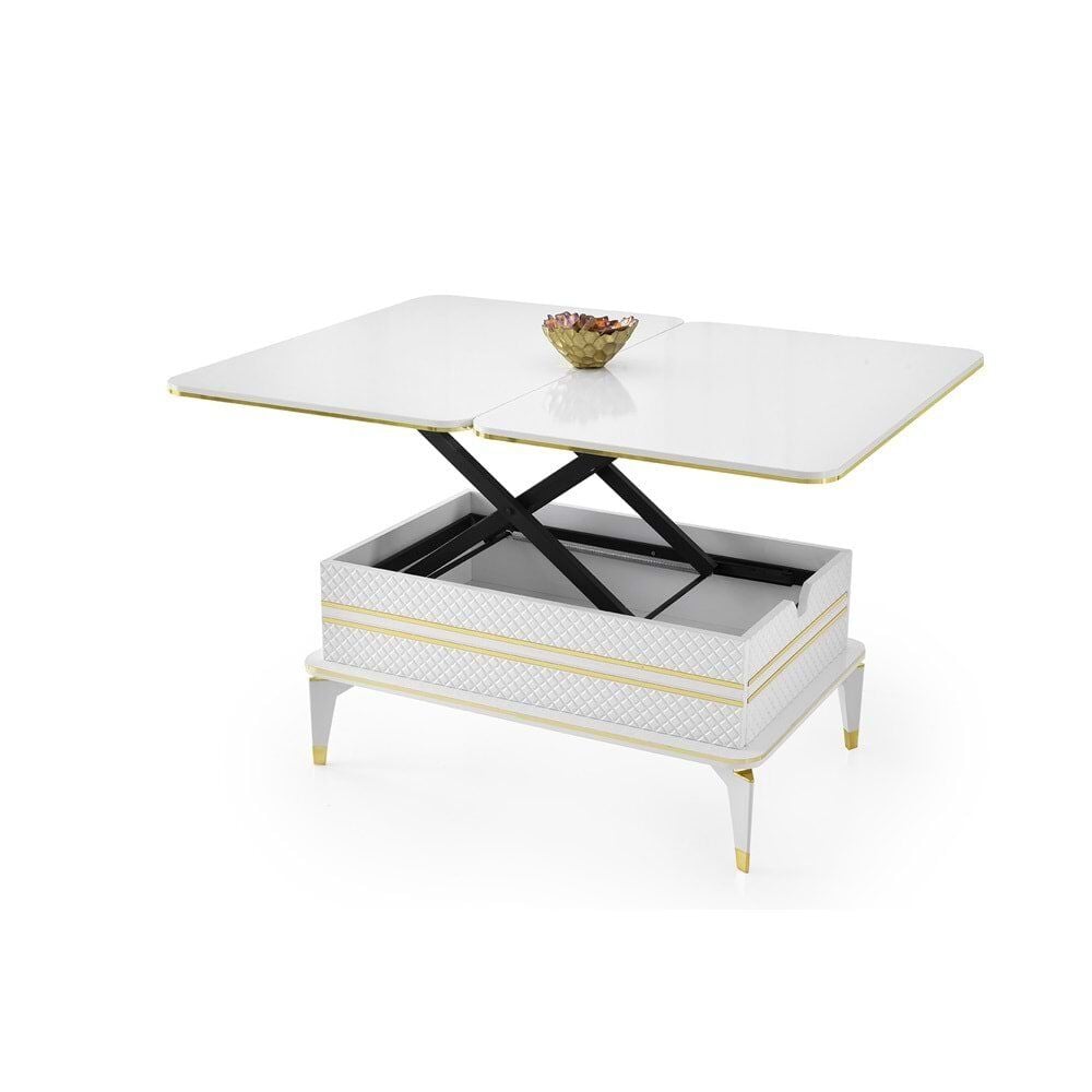 Mobilgen Beyaz - Gold Kenar Hayal Sehpa