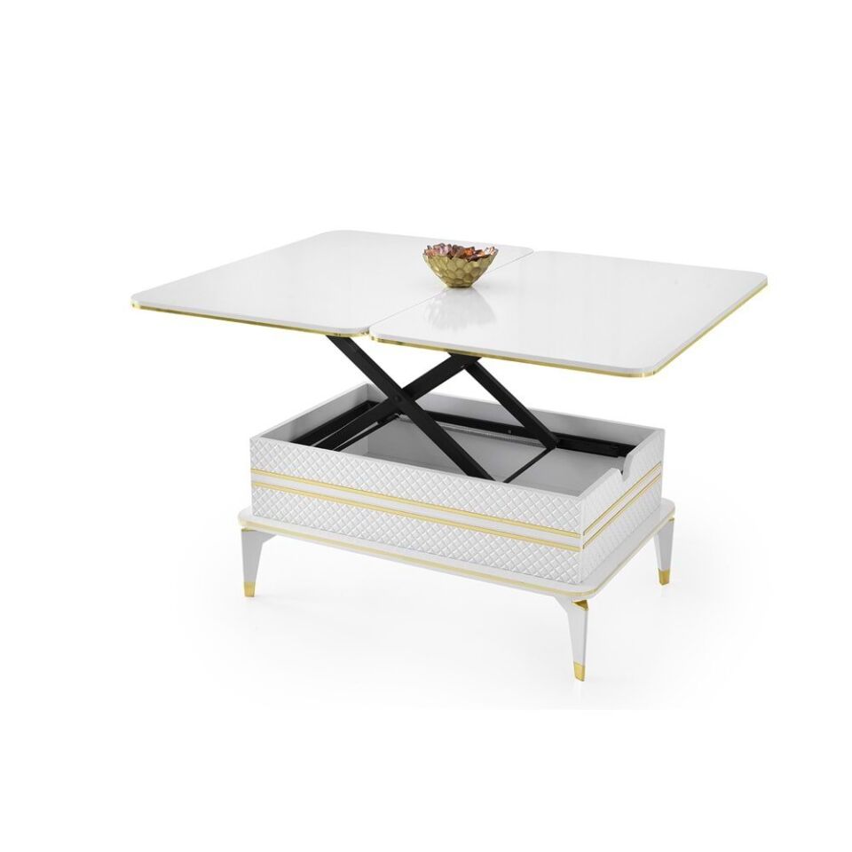 Mobilgen Beyaz - Gold Kenar Hayal Sehpa