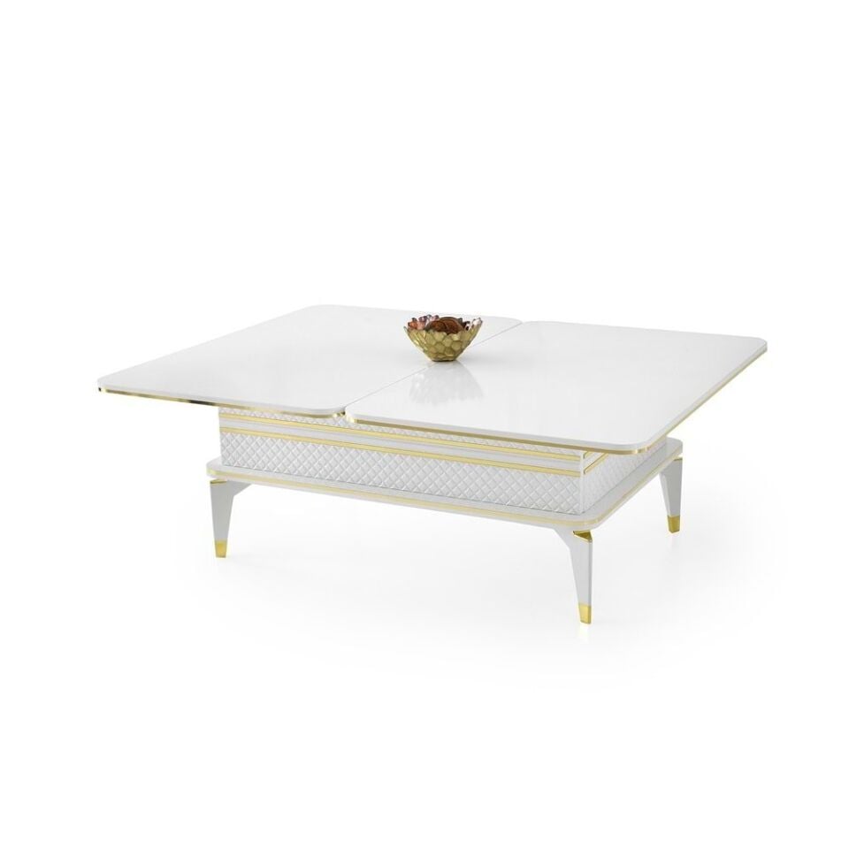 Mobilgen Beyaz - Gold Kenar Hayal Sehpa