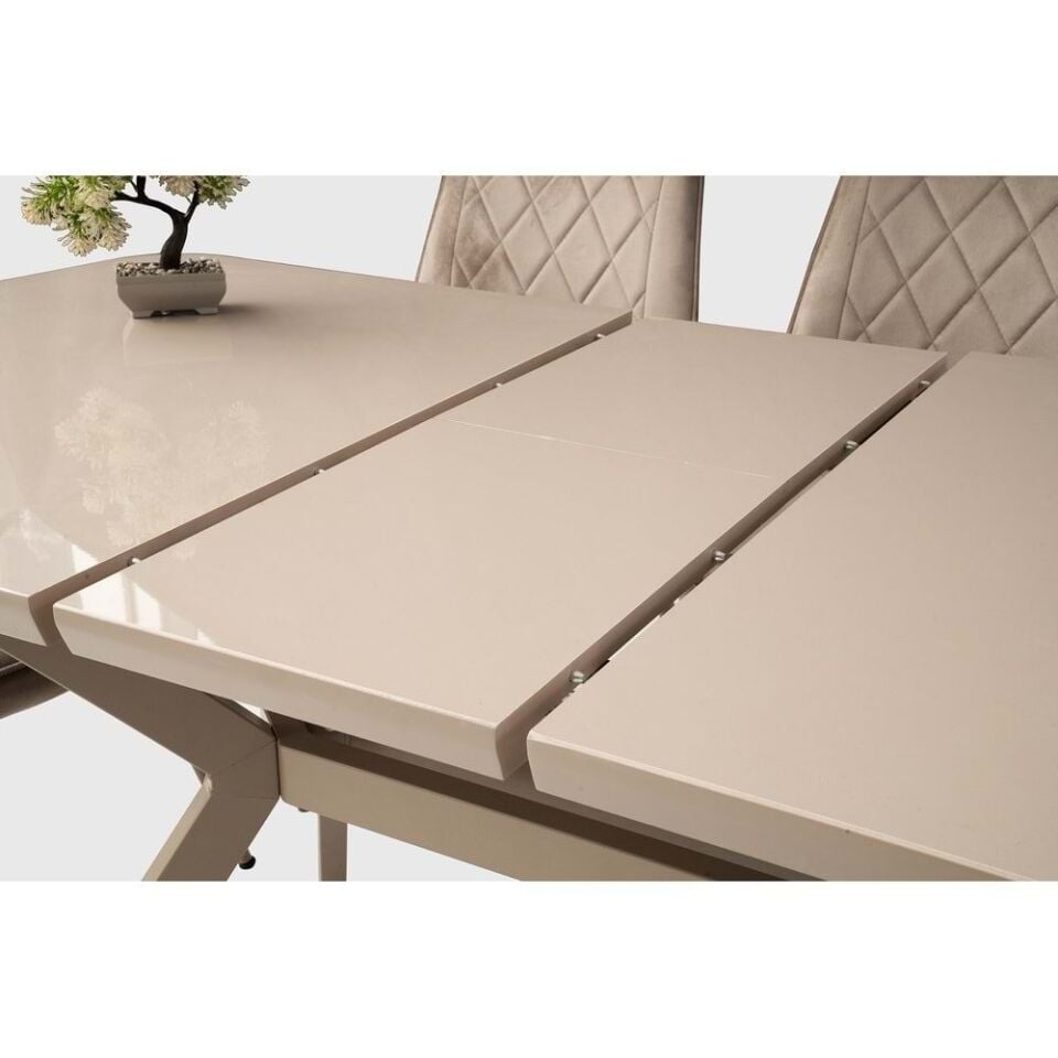 Mobilgen Cappicino 4 Adet Fulya Sandalye 130+30x80 Anka HG Açılabilir Masa Takımı