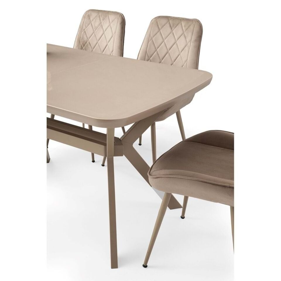 Mobilgen Cappicino 4 Adet Fulya Sandalye 130+30x80 Anka HG Açılabilir Masa Takımı